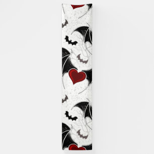 Halloween heart with black bat wings banner