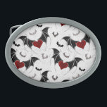 Halloween heart with black bat wings belt buckle<br><div class="desc">Seamless with winged hearts on the gray grunge background.</div>