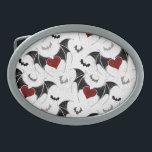 Halloween heart with black bat wings belt buckle<br><div class="desc">Seamless with winged hearts on the gray grunge background.</div>