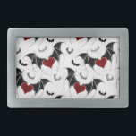Halloween heart with black bat wings belt buckle<br><div class="desc">Seamless with winged hearts on the gray grunge background.</div>