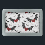 Halloween heart with black bat wings belt buckle<br><div class="desc">Seamless with winged hearts on the gray grunge background.</div>