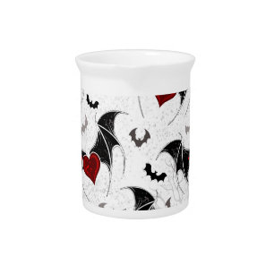 Halloween heart with black bat wings beverage pitcher