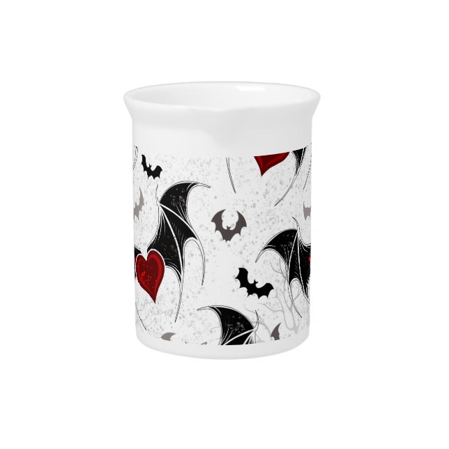Halloween heart with black bat wings beverage pitcher (Front)