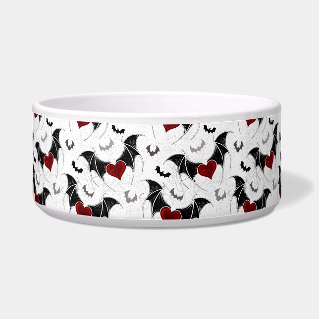 Halloween heart with black bat wings bowl (Front)