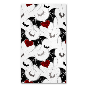 Halloween heart with black bat wings business card magnet