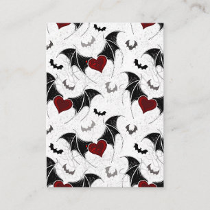 Halloween heart with black bat wings calling card