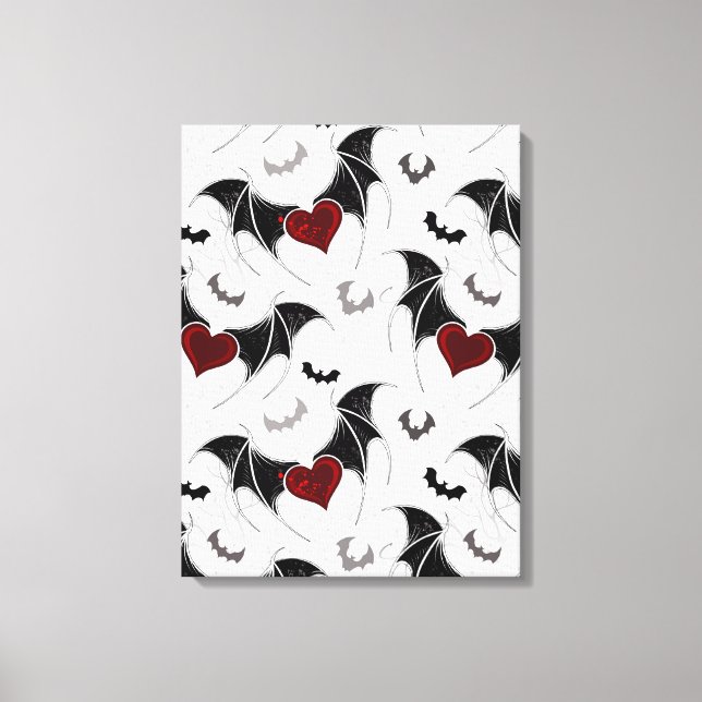 Halloween heart with black bat wings canvas print (Front)