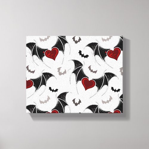 Halloween heart with black bat wings canvas print