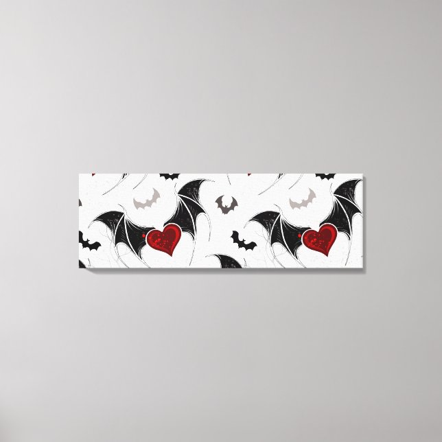 Halloween heart with black bat wings canvas print (Front)