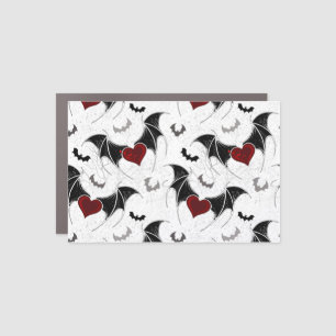 Halloween heart with black bat wings car magnet
