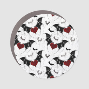 Halloween heart with black bat wings car magnet