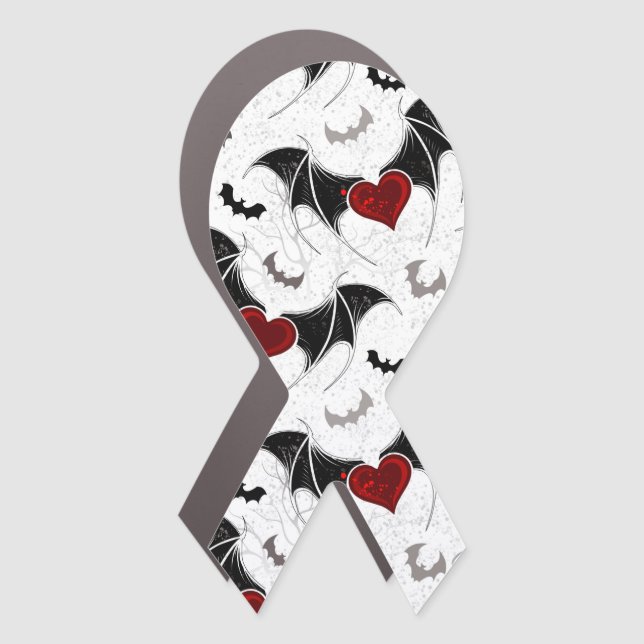 Halloween heart with black bat wings car magnet (Front)