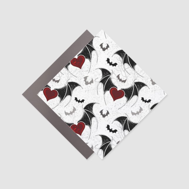 Halloween heart with black bat wings car magnet (Front)