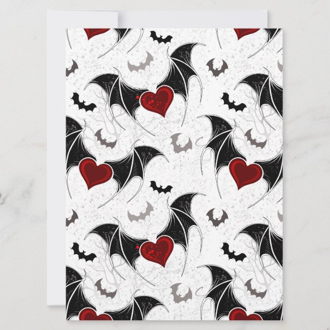 Halloween heart with black bat wings card (Front)