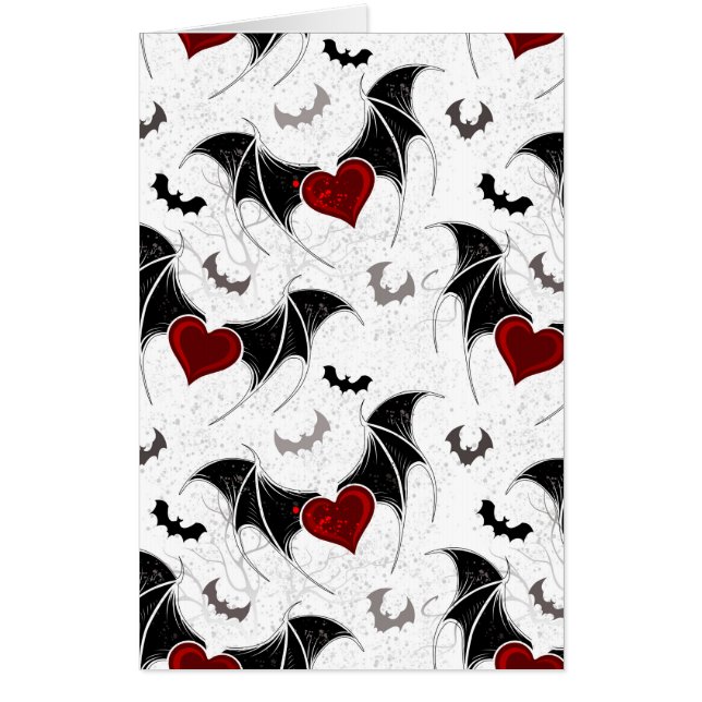 Halloween heart with black bat wings card (Front)