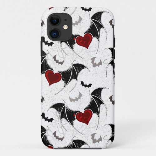 Halloween heart with black bat wings iPhone 11 case