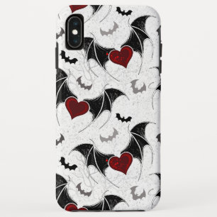 Halloween heart with black bat wings iPhone XS max case
