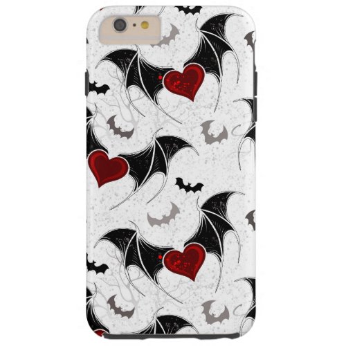 Halloween heart with black bat wings tough iPhone 6 plus case