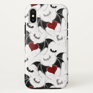 Halloween heart with black bat wings iPhone x case