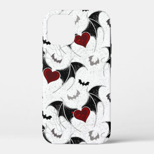 Halloween heart with black bat wings iPhone 12 mini case