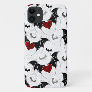 Halloween heart with black bat wings iPhone 11 case