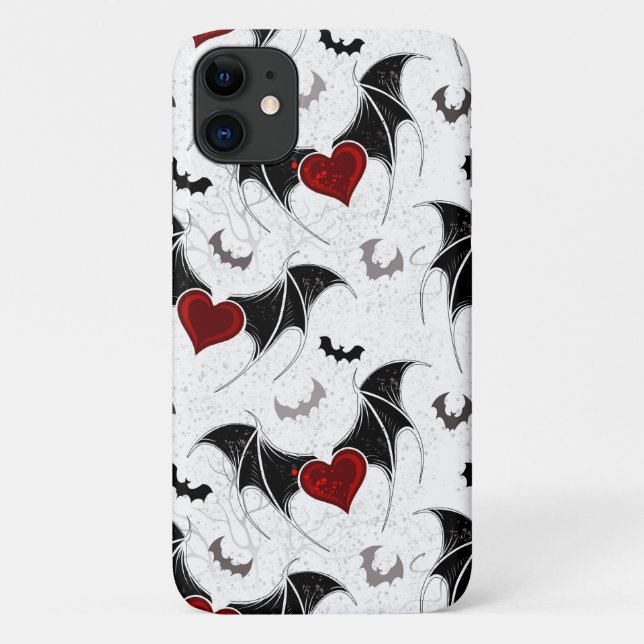 Halloween heart with black bat wings Case-Mate iPhone case (Back)