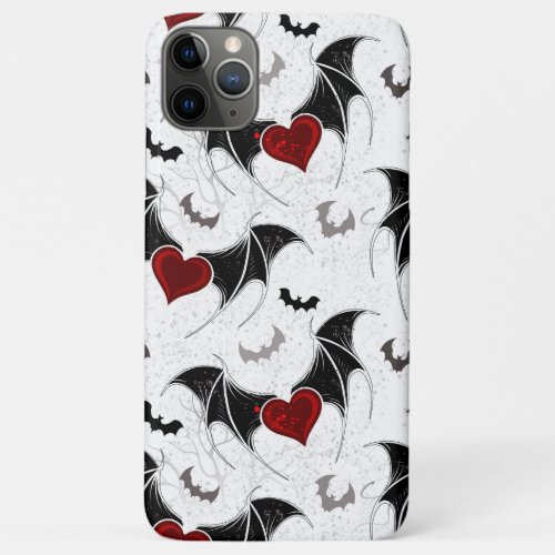 Halloween heart with black bat wings iPhone 11 pro max case