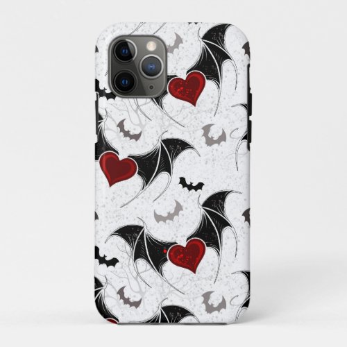 Halloween heart with black bat wings iPhone 11 pro case