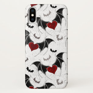 Halloween heart with black bat wings iPhone x case