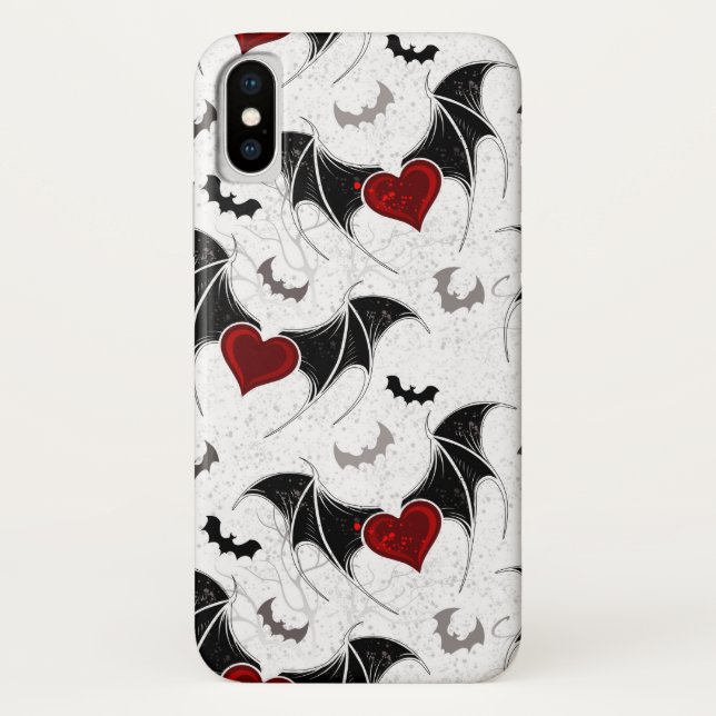 Halloween heart with black bat wings Case-Mate iPhone case (Back)