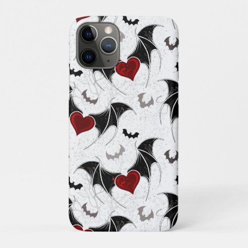 Halloween heart with black bat wings iPhone 11 pro case