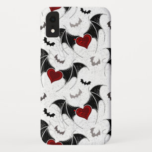 Halloween heart with black bat wings iPhone XR case