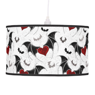 Halloween heart with black bat wings ceiling lamp