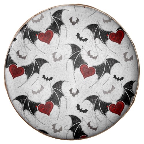 Halloween heart with black bat wings chocolate covered oreo