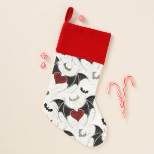 Halloween heart with black bat wings christmas stocking