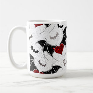 Halloween heart with black bat wings coffee mug
