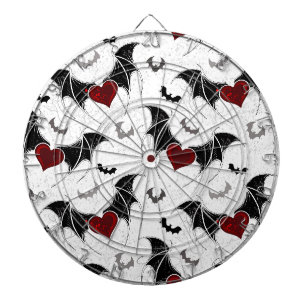 Halloween heart with black bat wings dart board