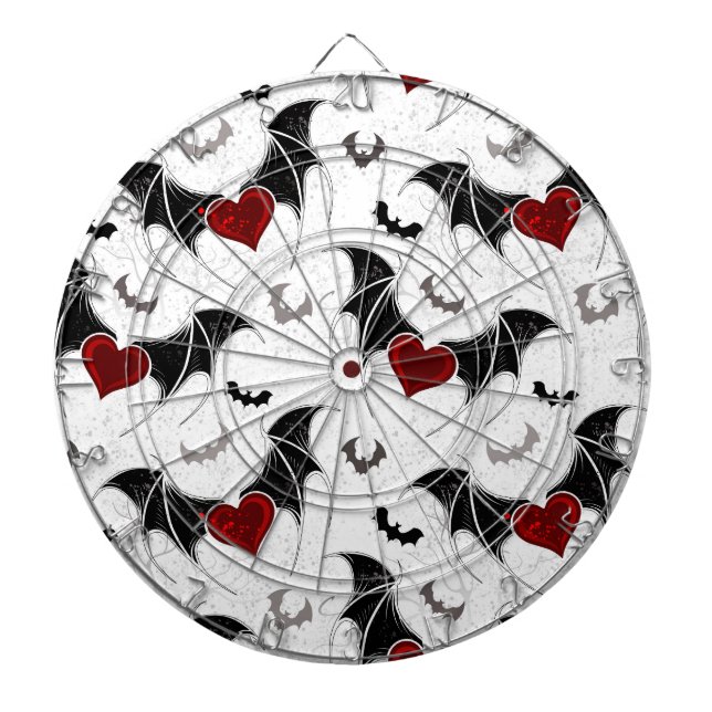Halloween heart with black bat wings dart board (Front)