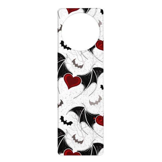 Halloween heart with black bat wings door hanger (Front)