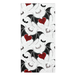 Halloween heart with black bat wings door sign