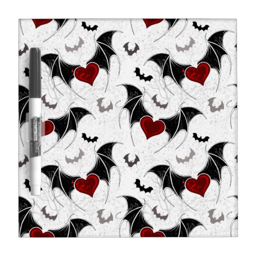 Halloween heart with black bat wings dry erase board