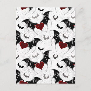 Halloween heart with black bat wings enclosure card