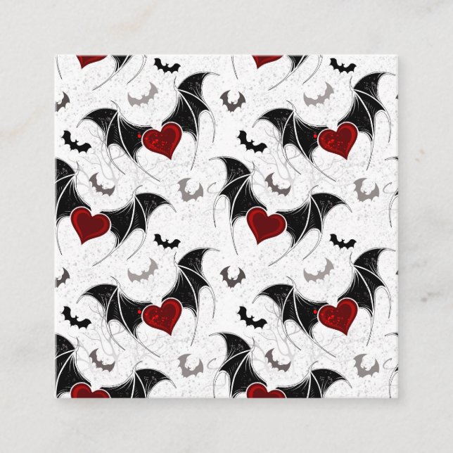 Halloween heart with black bat wings enclosure card (Front)