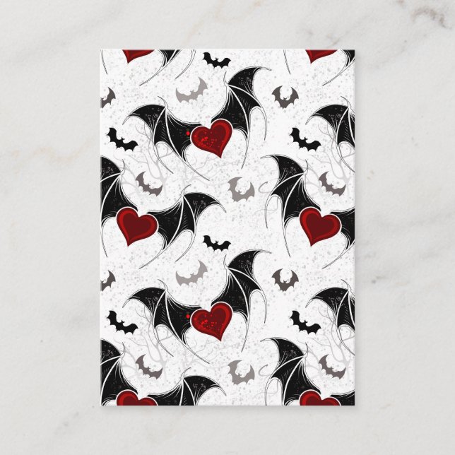 Halloween heart with black bat wings enclosure card (Front)