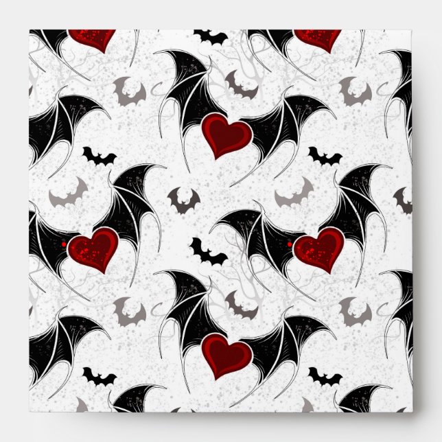 Halloween heart with black bat wings envelope (Front)