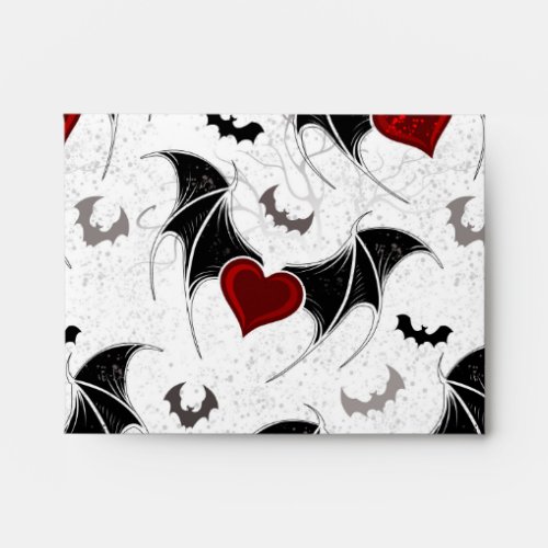 Halloween heart with black bat wings envelope