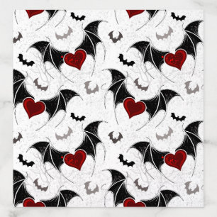 Halloween heart with black bat wings envelope liner