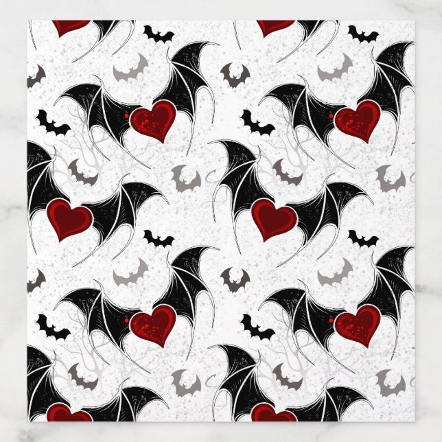 Halloween heart with black bat wings envelope liner (Design)