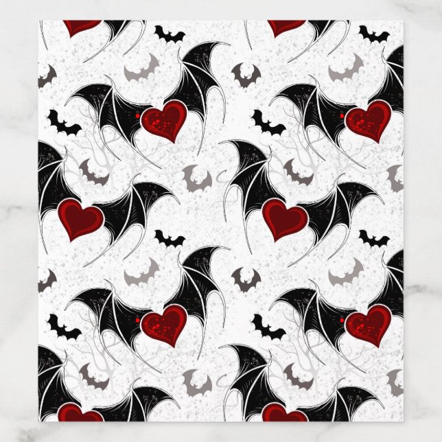 Halloween heart with black bat wings envelope liner (Design)
