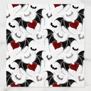 Halloween heart with black bat wings envelope liner